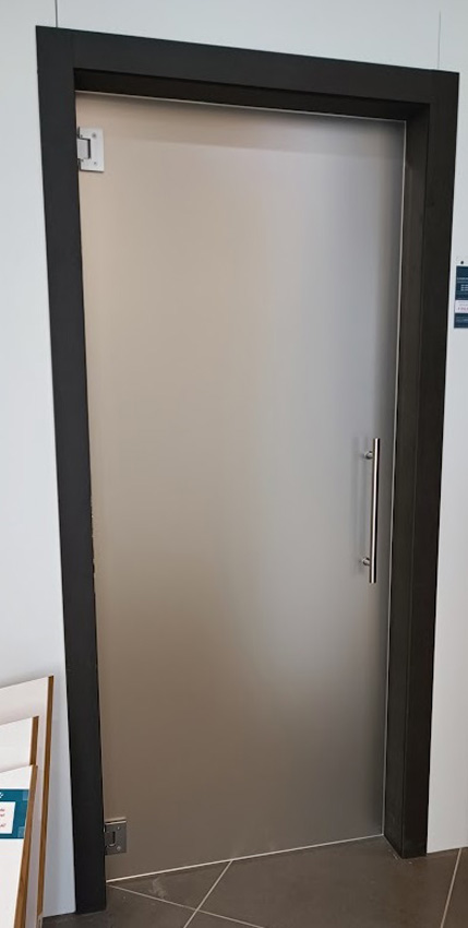 Porte intérieure vitrée complète Skyline Night mat 83x201cm poignée ronde inox + charnières