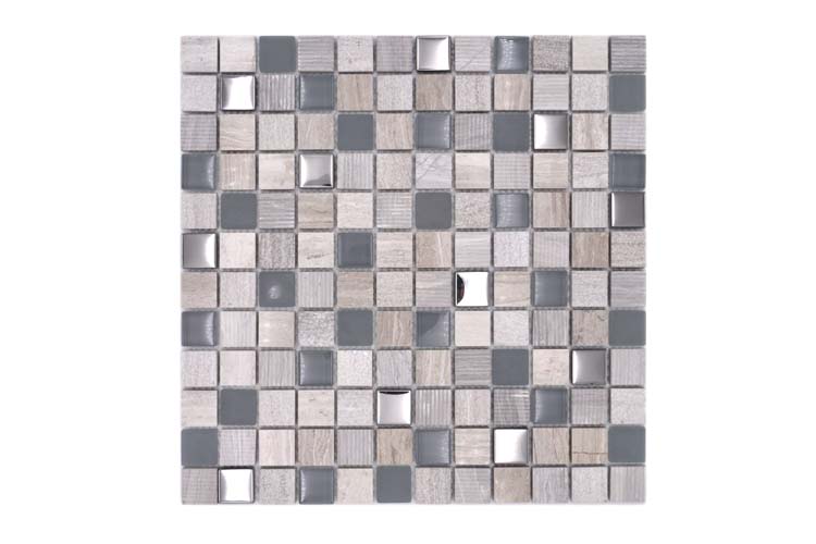 Mosaïque Crystal Stone greige/argent mat 30x30cm