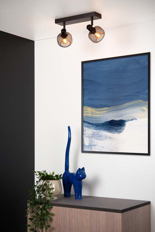 Plafondlamp - zwart - 31x14,5x14cm - dimbaar - 2xE14 - 25W