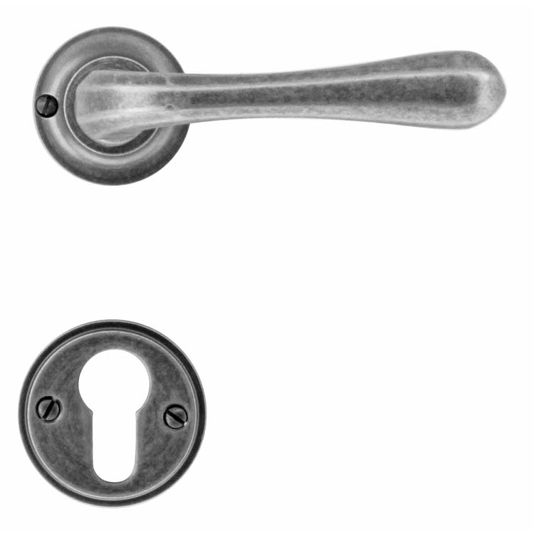 Poignée de porte alassio vieil argent rosace cylindre