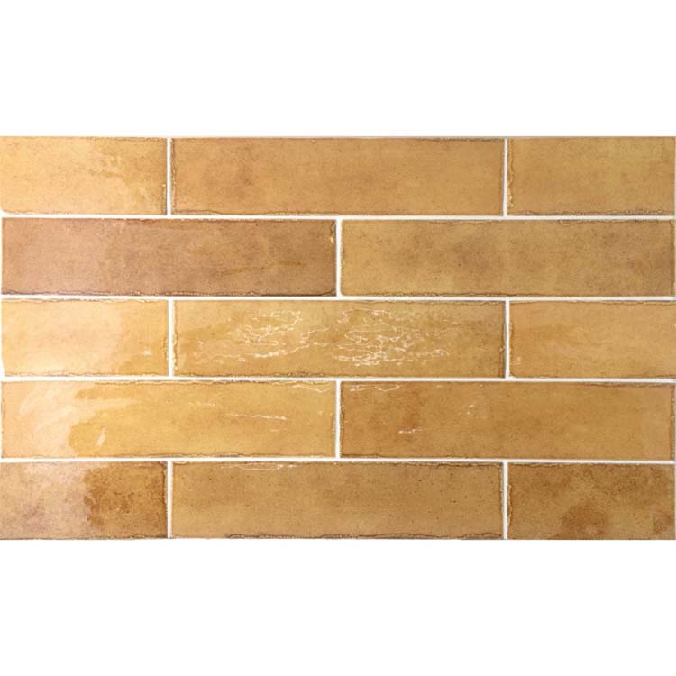 Carrelage mural Beccy jaune brillant 6x24,5 cm