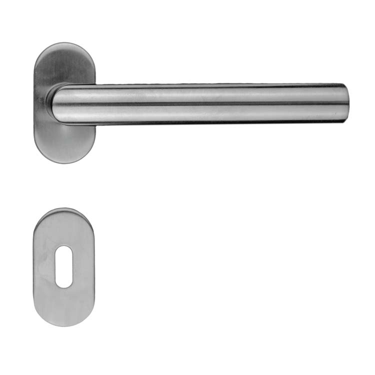 Poignée de porte prof belluno 19mm inox plus rosace barbe