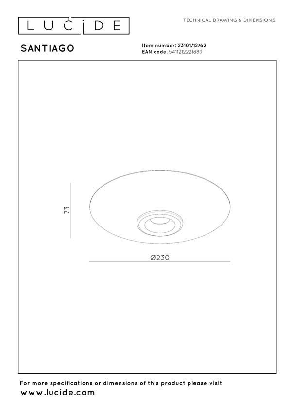 Lucide Premium Santiago - Plafonnière - Ø23cm - LED Dimbaar - CCT - 1x10W 2700K/4000K - Amber