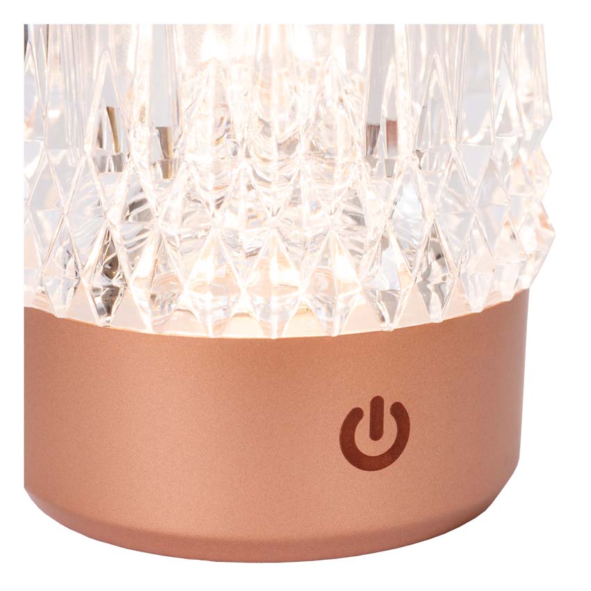 Lucide LILY - Lampe de table Rechargeable - Batterie/Piles - Ø 8 cm - LED Dim to warm - 1x3W 2700K/3000K - Cuivre - Ensemble de 3