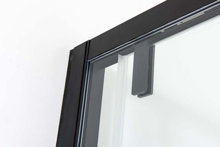 Douchewand Ulrich zwart profiel 88-90x200cm