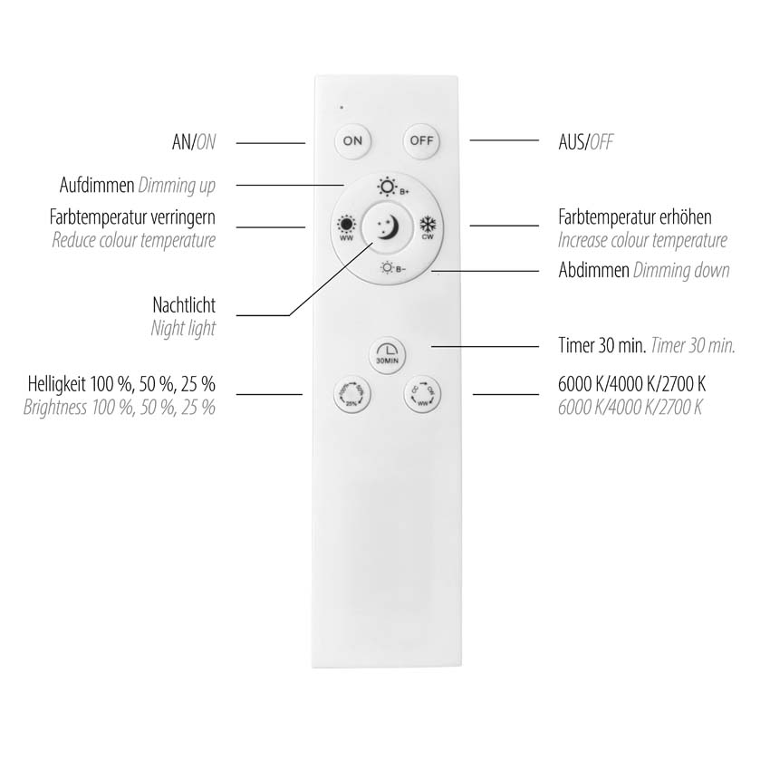 Plafonnier - noir - 100x30cm - dimmable - 32W - 2700-5000K - avec télécommande