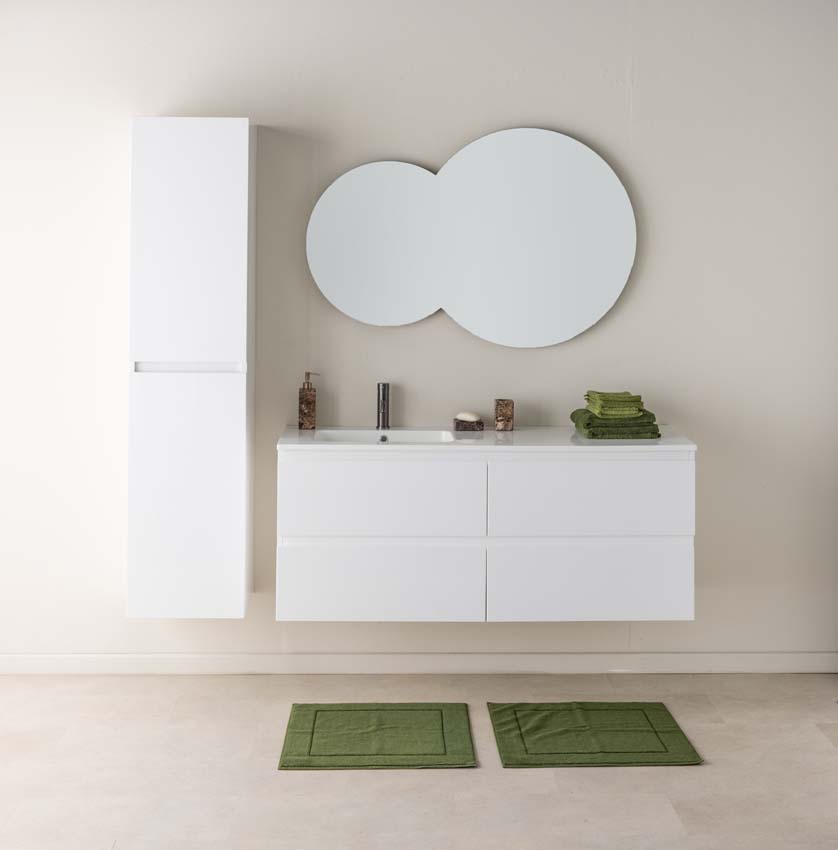 Badkamermeubel Tibo wit 1400 mm wastafel links wit glans