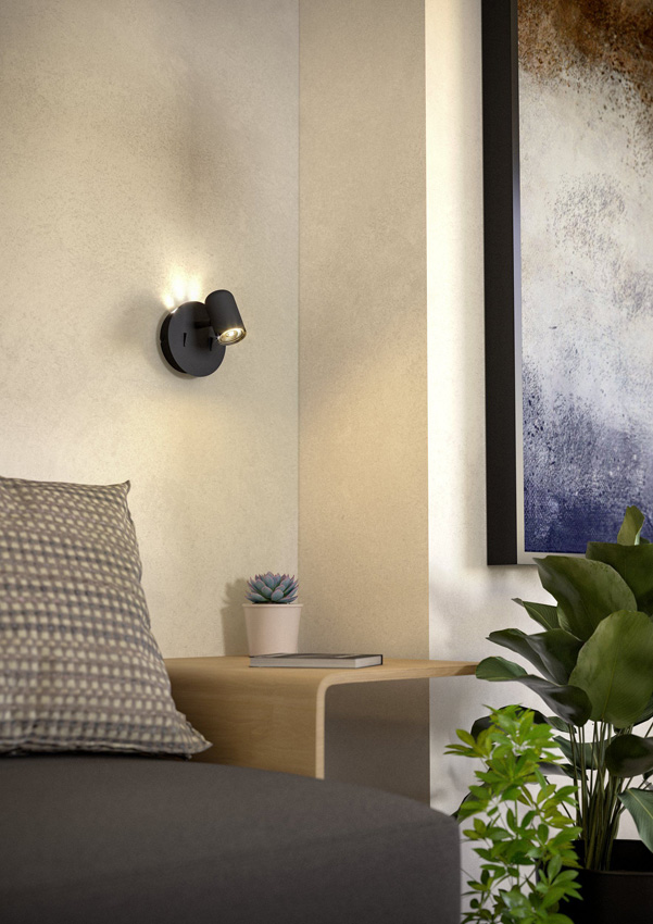Opbouwspot - zwart - 12x15x13cm - LED - 1x3,7W + 1x1W - 3000K