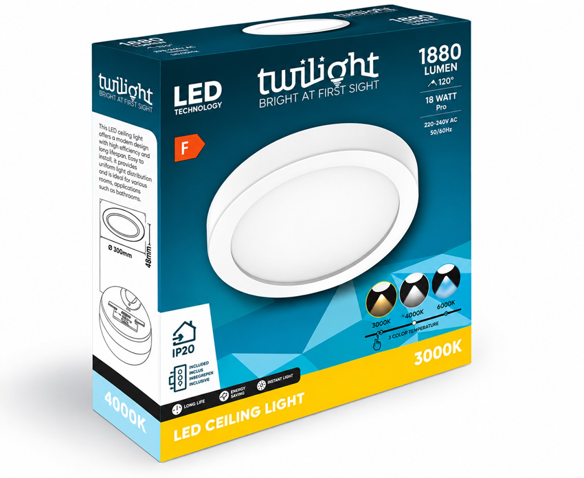 Plafonnier - blanc - LED - 1x18W - CCT