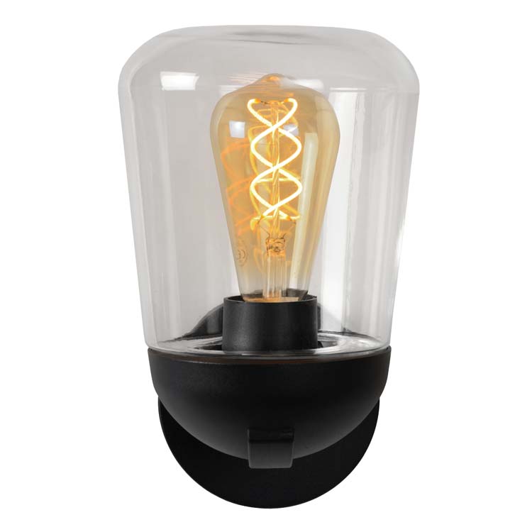Lucide TULSA - Wandlamp Buiten - 1xE27 - IP44 - Zwart