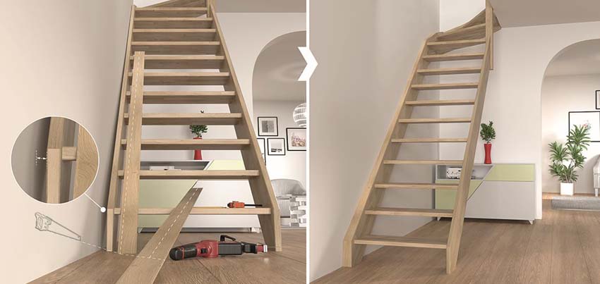 Latte de finition 2000x40x5mm pour escalier en chêne