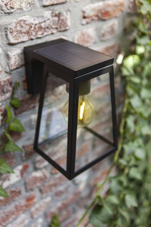 Eclairage extérieur lampe murale noir solar E27 2700K 200 lumen