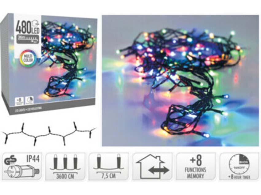 Eclairage de Noël LED 480 leds multicolores intérieur/extérieur