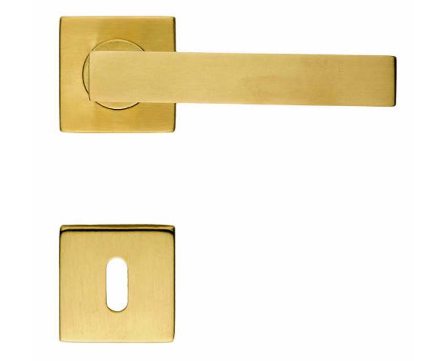 Poignée de porte pro Cosmic cuivre mat ronde 19mm set complète avec rosaces et plaque de clé