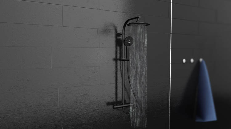 Doucheset Maddox thermostatisch mat zwart