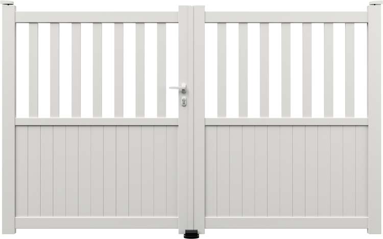 Portail double Cadiz aluminium blanc sur mesure ouverture à gauche - motorisable