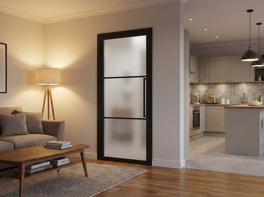 Porte intérieure Fer forgé 4W Tara verre mat 880 x 2040 mm D