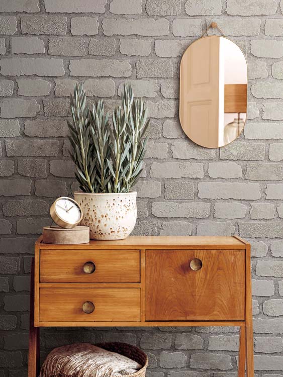 Vinyl op vliesbehang baksteen wit 0,53x10m