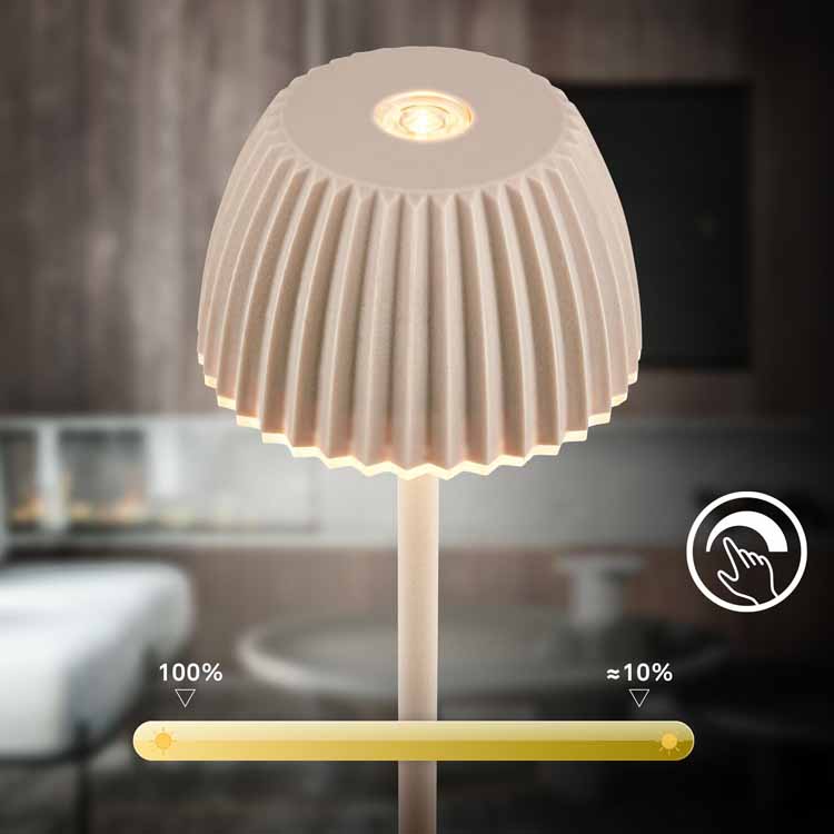 Tafellamp Valera - beige - 15.5cm - dimbaar - LED - 1.5W - 2700K - IP44 - USB