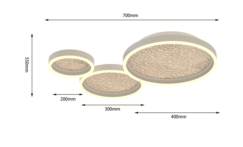 Plafonnier - sable - 70x55cm - dimmable - LED - 1x44W - 3000K