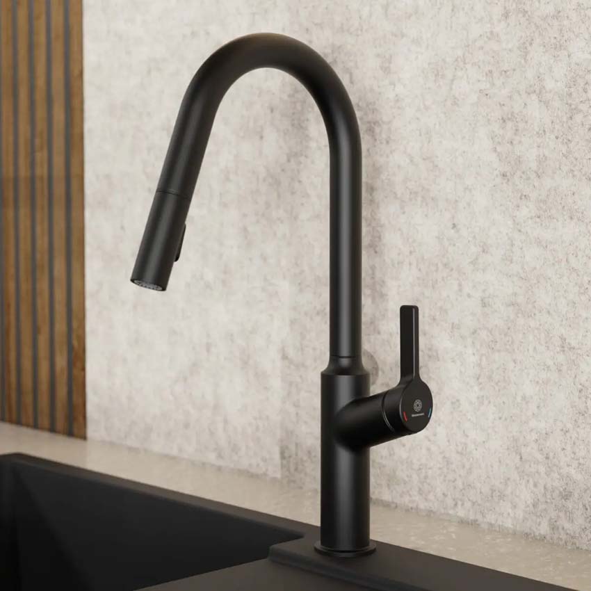 Robinet de cuisine Wasserwerk WK 12 noir mat avec bec extractible