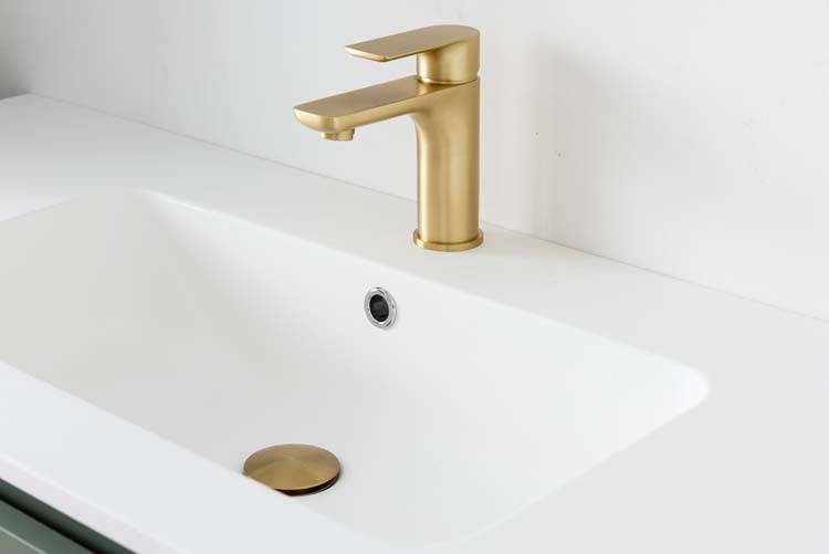 Meuble de salle de bains Dotan eucalyptus vert avec lavabo simple blanc mat 120cm