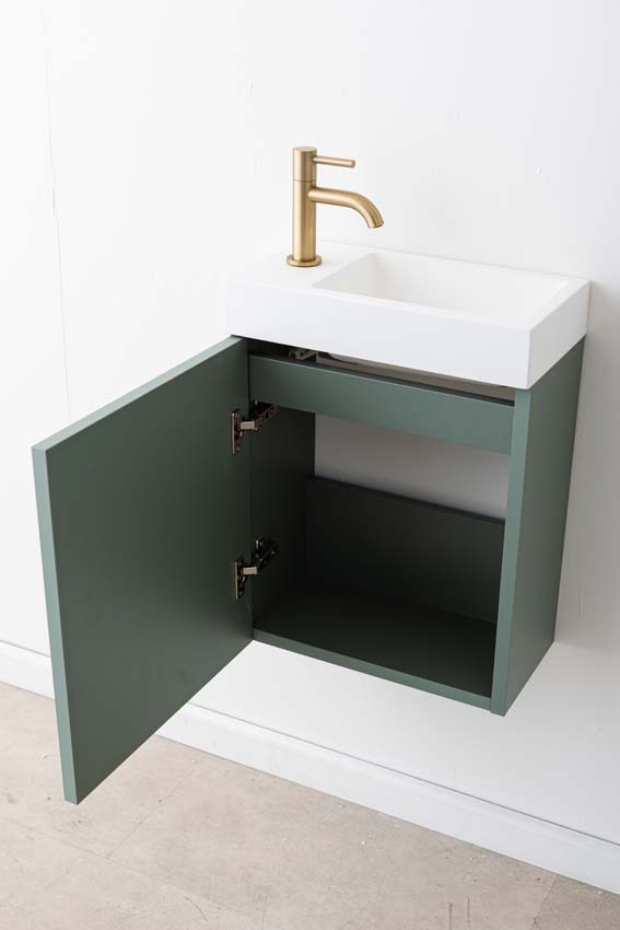 Toiletmeubel Dotan Eucalyptus wastafel mat wit 45x40x22cm