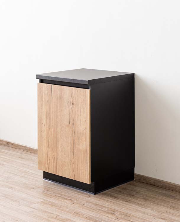 Armoire de cuisine Plenti meuble bas, noir/aspect bois, 60x78cm