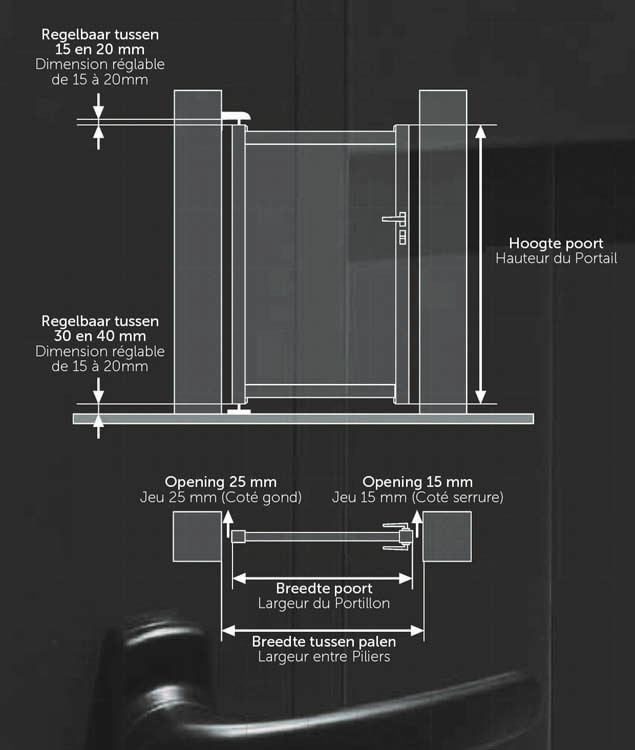 Portillon battant Havana aluminium noir 100x175cm - avec lames horizontales, quincaillerie incluse