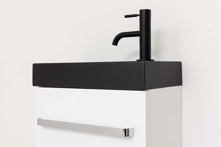 Meuble de toilette Brian blanc lavabo noir mat 50x40x22cm
