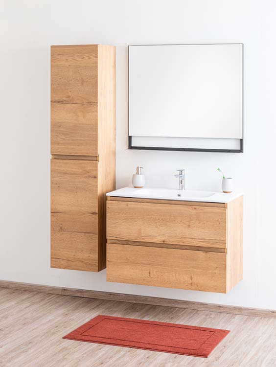 Badmeubel Daria eik goudbruin 900 mm wastafel mat Badmeubel Daria eik goudbruin 900 mm wastafel mat