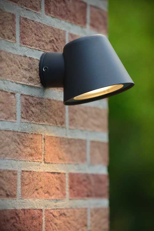 Lucide DINGO-LED - Wandlamp Buiten - LED Dimb. - GU10 - 1x5W 3000K - IP44 - Antraciet