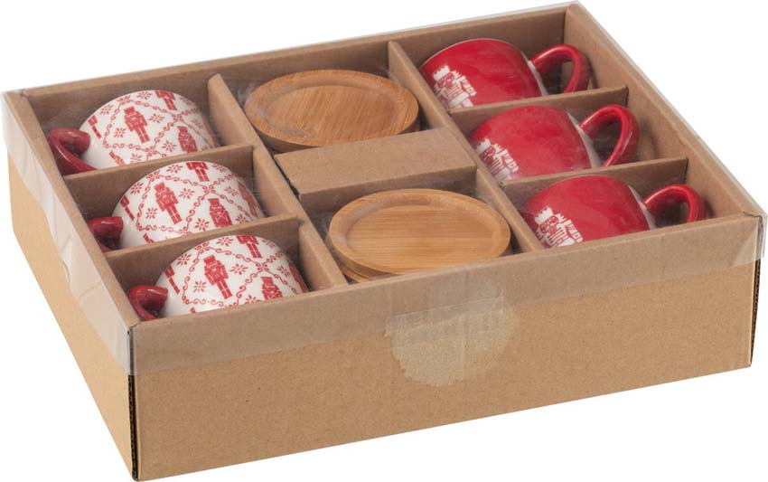 Set de 6 tasses à café avec soucoupe casse-noix de Noël Set de 6 tasses à café avec soucoupe casse-noix de Noël