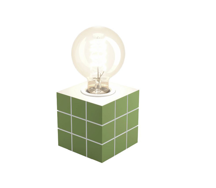 Lampe de table - vert - 9x9x9cm - dimmable - E27 - 1x60W