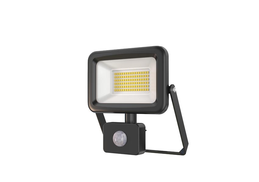 Projecteur - Noir - LED - 1x30W - 4000K - 3900lm - IP65 + capteur