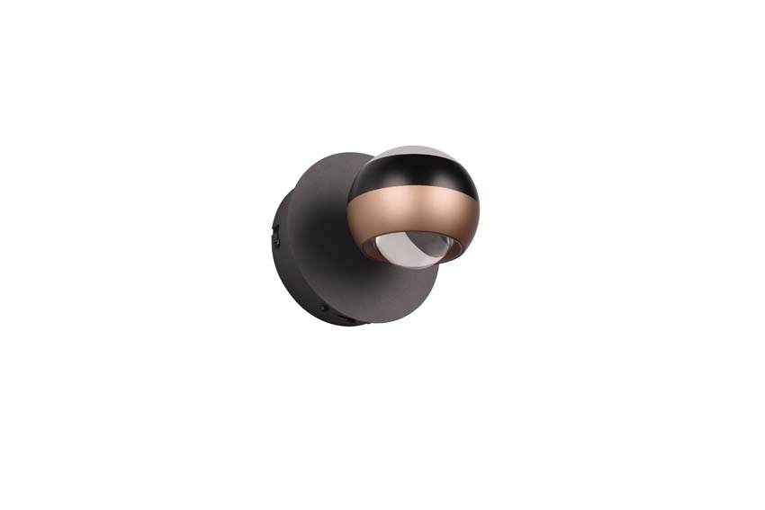 Applique murale - noir/bronze - Ø13,5x15,5cm - dimmable - LED - 1x8W - 2300-4000K