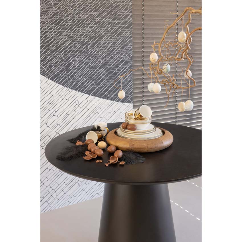 Tafel Nalla uit hout en metaal rond zwart Ø120cm