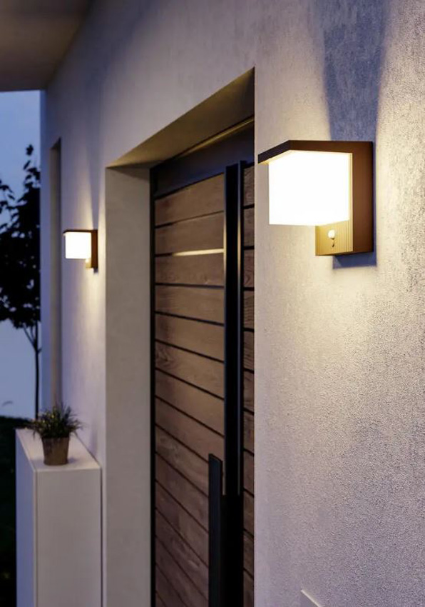 Applique murale - brun - 14x12x15cm - LED - 1x7W - 3000K - Solaire avec détecteur de mouvement