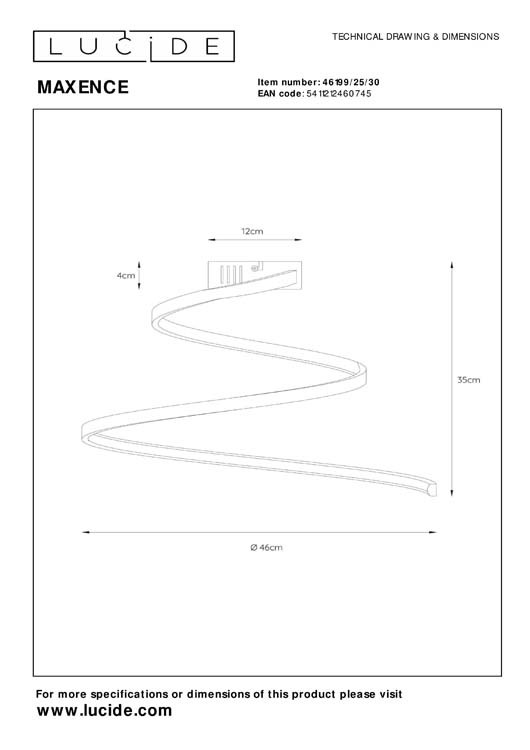 Plafonnier - Ø 46 cm - LED Dim. - 1x24W 3000K - 3 StepDim - Noir