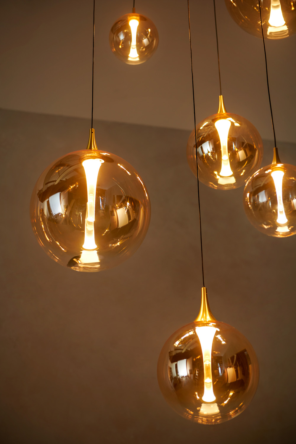 Lucide Premium Gisela - Hanglamp - Ø84cm - LED Dimb. - 2700K - Met vervangbare LED-module - Amber