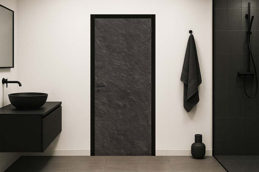 Complete binnendeur Lofton donkergrijs 201,5x63cm tubespaan omkeerbaar + deurkast zwart 16,5cm