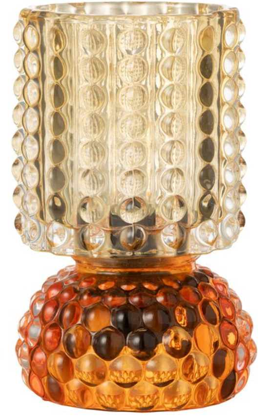Lampe - LED - verre - jaune/orange - 10x10x16cm - 1 pièce
