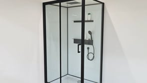 Cabine de douche Adele thermostatique gauche/droite noir/blanc porte coulissante 115x90x225cm
