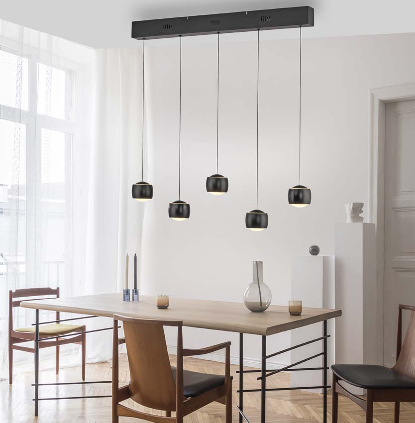 Suspension Easy Lift - Noir - 110x10cm - Dimmable - 5x5W - 3000K