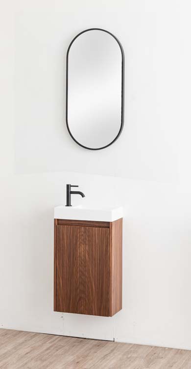 Toiletmeubel Warren walnoot lavabo glanzend wit 60x40x22cm