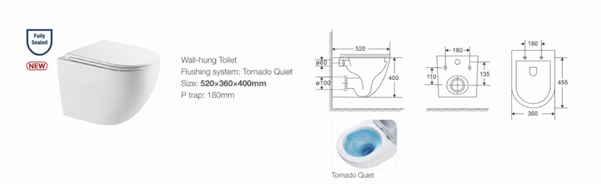 Hangtoilet Linus rimless tornado flush glanzend wit inclusief WC-bril