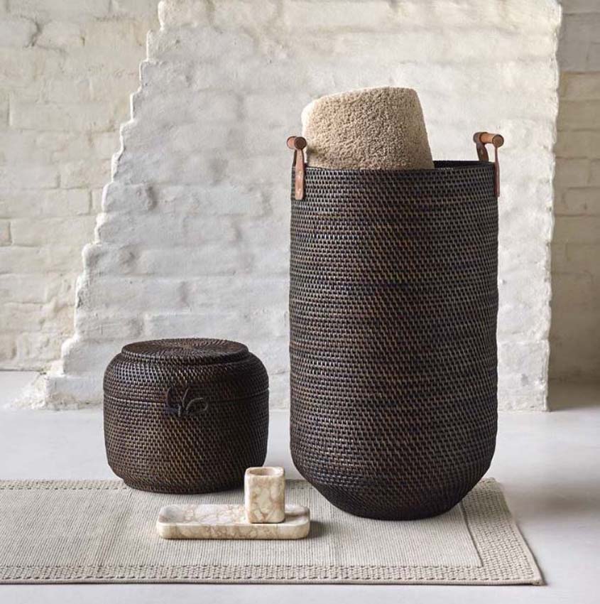 Panier de linge Aquanova rotin pecan 35x35x60cm