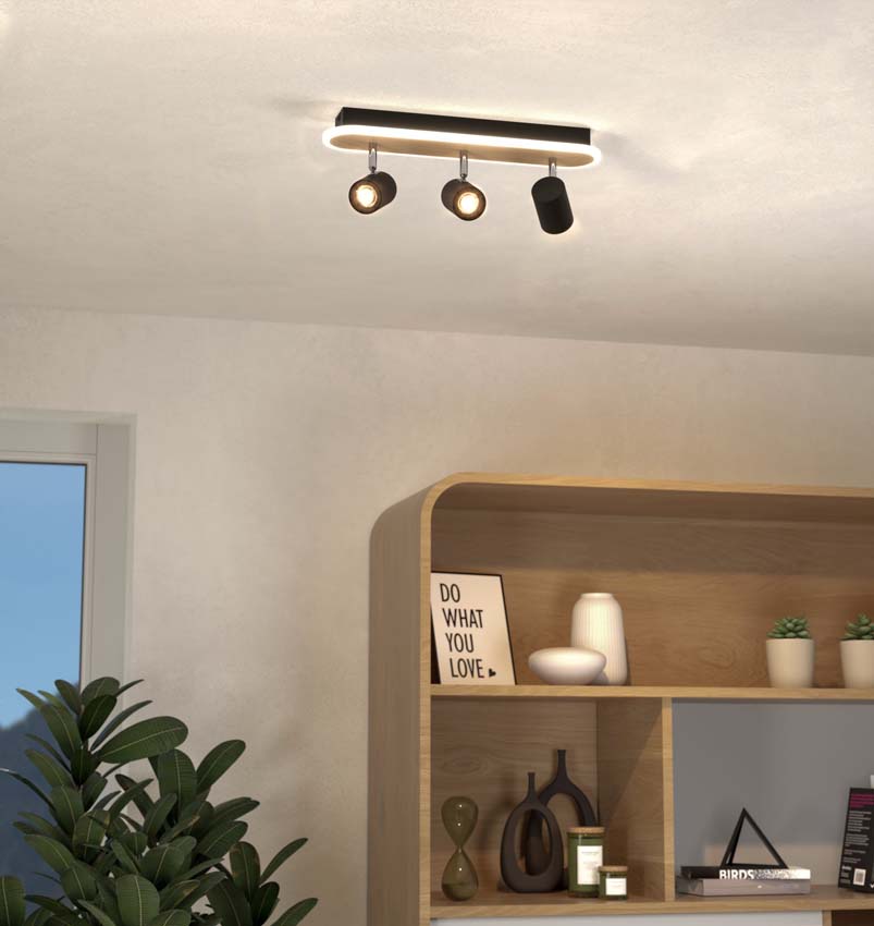 Spot en saillie - Noir/brun - 46x10x15 cm - Dimmable - LED - 3x20W - 3000K