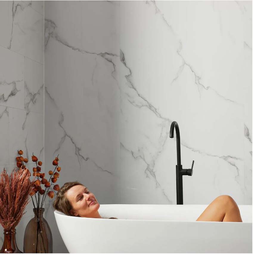 Wandpaneel Dumawall+ Trapani gloss marmer wit 50x90cm