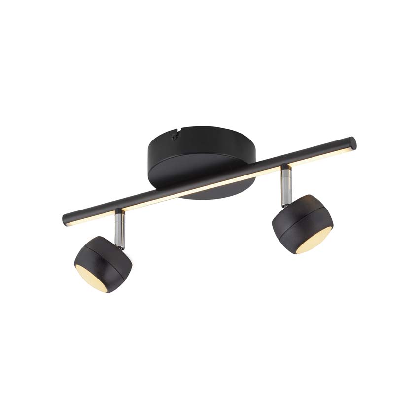 Spot plafond - noir - 13x40,3cm - dimmable - 2x5,3W - 3000K